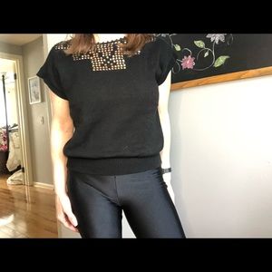 Knit short sleeve top